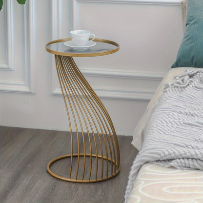 Angled gold-tone rod table