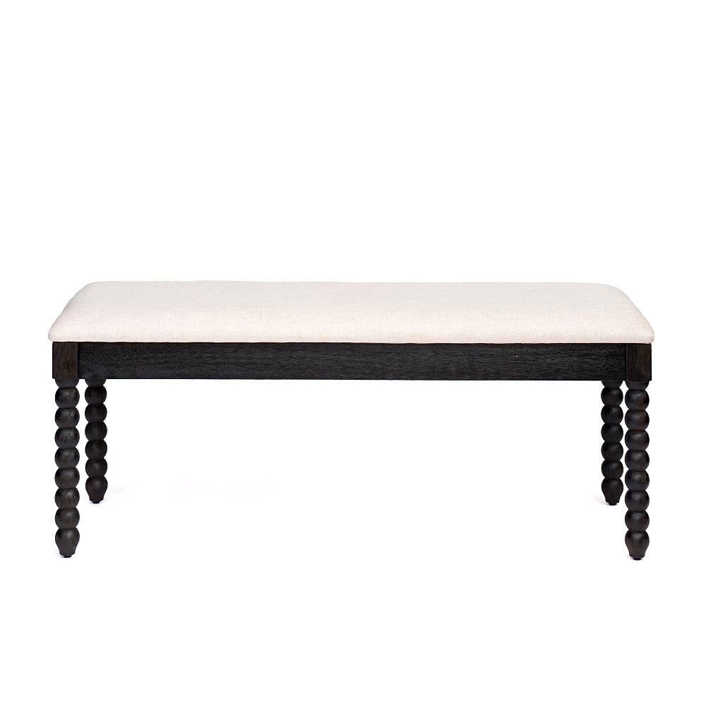 Black Spindle-Leg Storage Bench