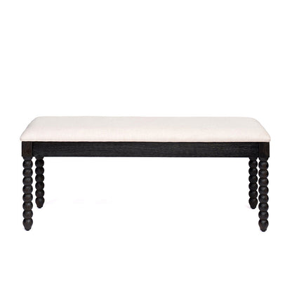 Black Spindle-Leg Storage Bench