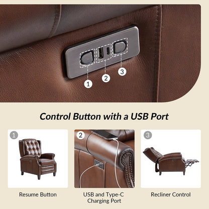 Hulala Leather Power Recliner with USB-C — gallery view 16 of 17