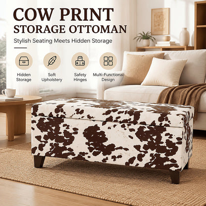 Cow-Print Storage Ottoman
