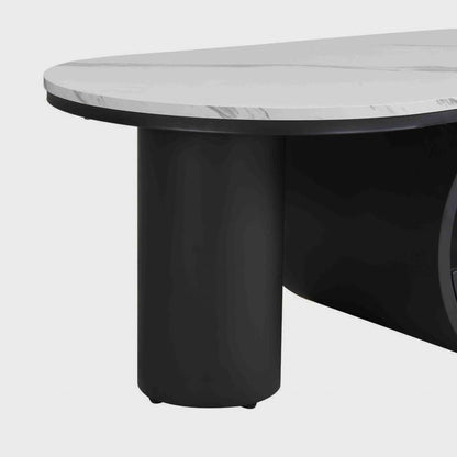 47.24-Inch Oval Faux-Marble Storage Coffee Table