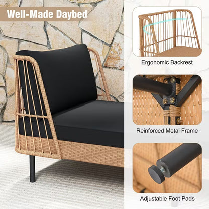 Supplier feature collage showing daybed rails, metal frame and feet