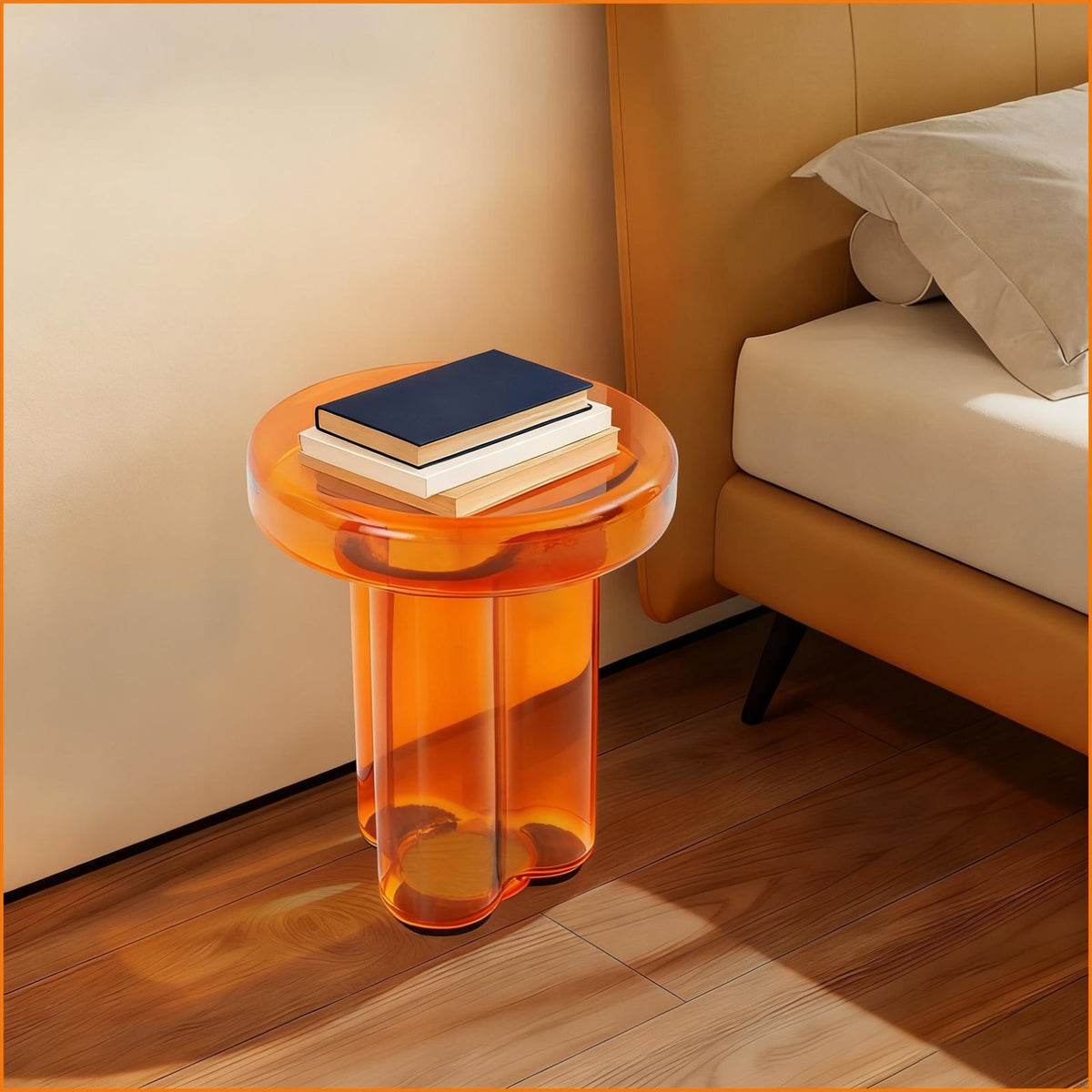 Small Yellow Coffee Table, COMPACT Round Side Table for Living Room Bedroom, Modern Accent Tea Table with Bright End, Coffee Tables, Suitable for Most Sofas on The Market