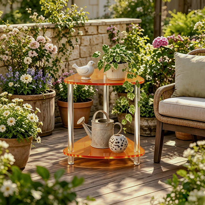 Triangular Two-Tier Patio Side Table