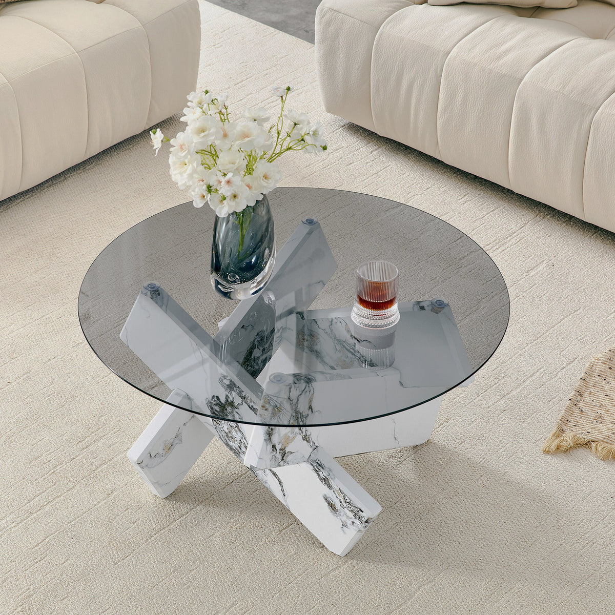 Overhead smoked-glass table
