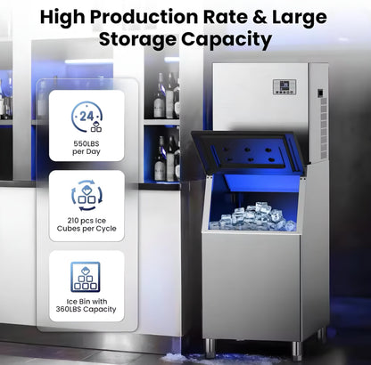 Commercial Ice Maker with Upper Cabinet