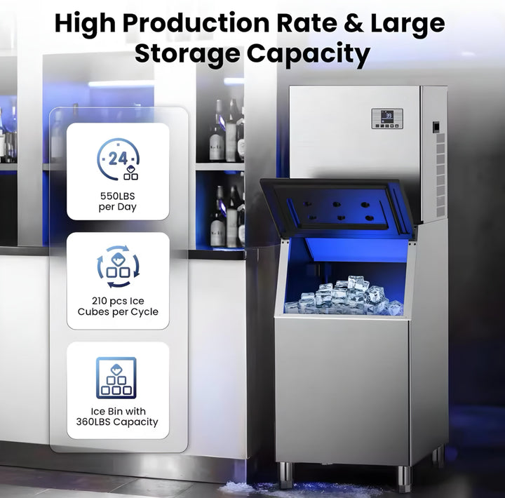 Commercial Ice Maker with Upper Cabinet