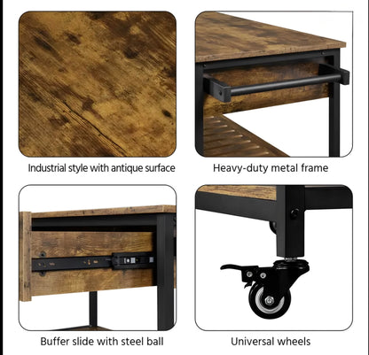 Kitchen Cart with Drawers & Basket