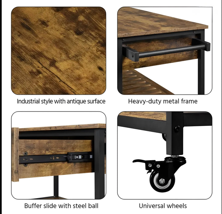 Kitchen Cart with Drawers & Basket