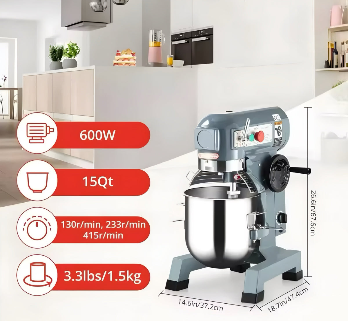 Commercial Stand Mixer with Safety Guard