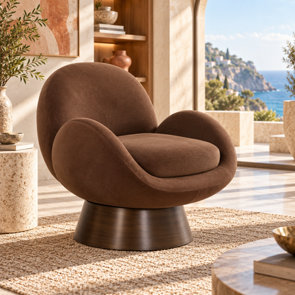 Paolini Curved Pedestal Accent Chair