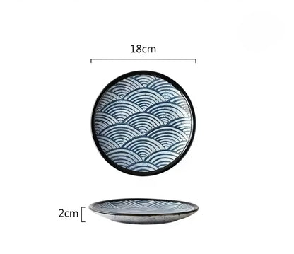 Blue Wave Ceramic Plate Set — 4 Pieces