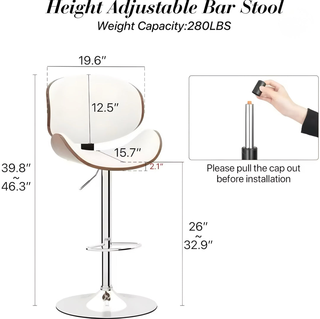 Wood-Back Swivel Bar Stool Set — 4 Pieces