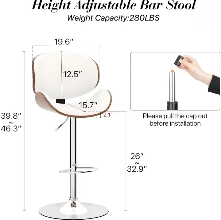 Wood-Back Swivel Bar Stool Set — 4 Pieces