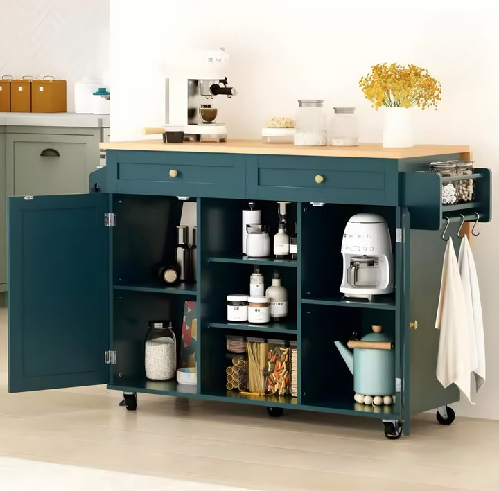 Kitchen Island Cart with Barn-Style Doors