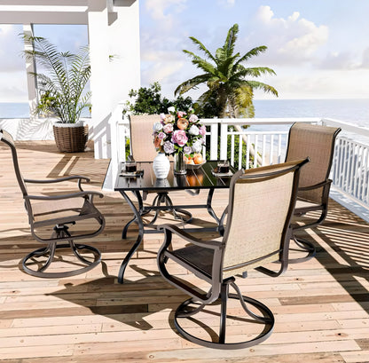 Outdoor Swivel & Rocking Chair Set — 4 Pieces