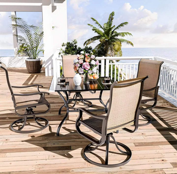 Outdoor Swivel & Rocking Chair Set — 4 Pieces