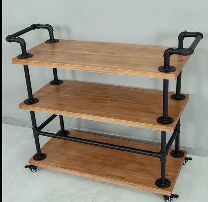 Wood & Pipe-Style Bar Cart