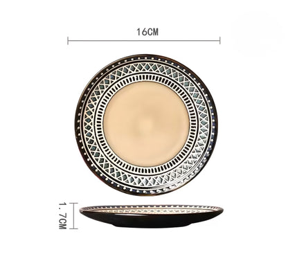Hand-Painted Ceramic Plate Set — 6 Pieces