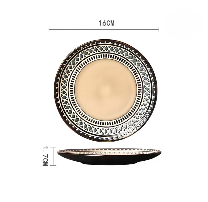 Hand-Painted Ceramic Plate Set — 6 Pieces