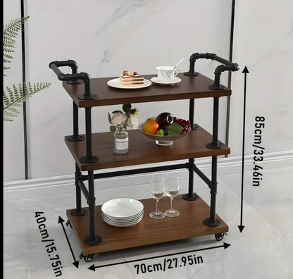 Wood & Pipe-Style Bar Cart