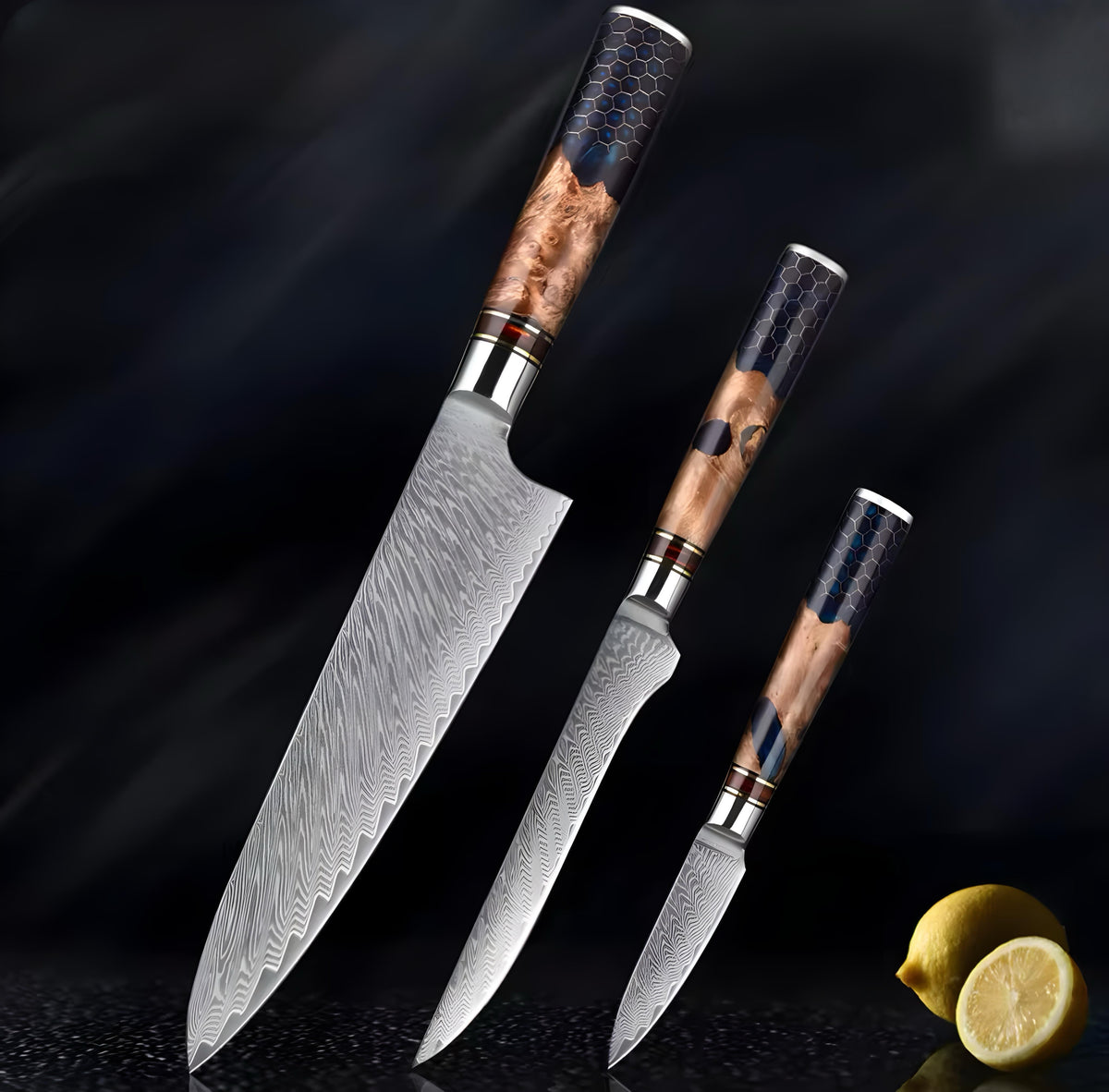 Damascus Knife Set — 3 or 9 Pieces