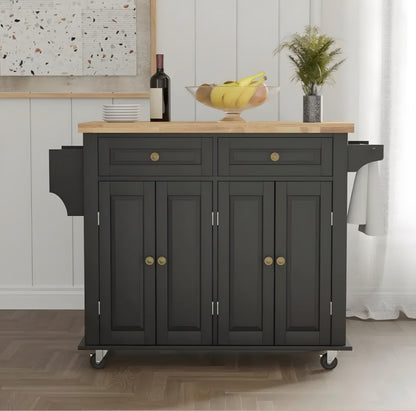 Kitchen Cart with Double-Door Cabinet