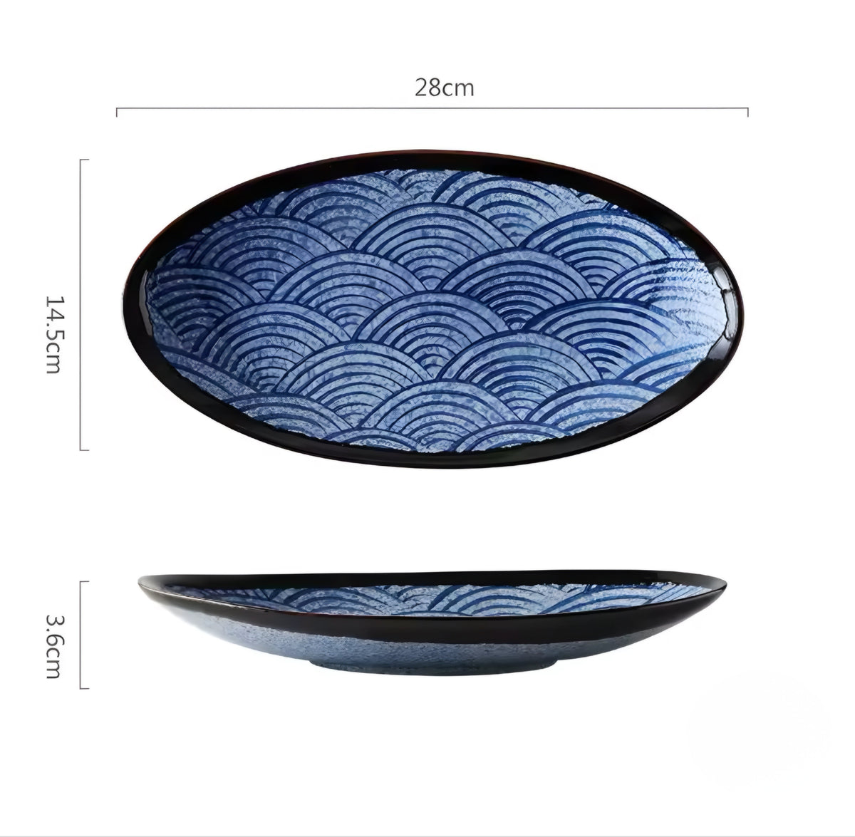 Blue Wave Ceramic Plate Set — 4 Pieces