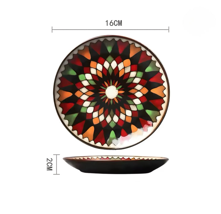 Hand-Painted Ceramic Plate Set — 6 Pieces