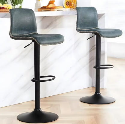 Curved-Back Pedestal Bar Stool Set — 3 Pieces