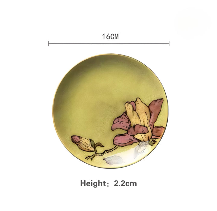 Hand-Painted Ceramic Plate Set — 6 Pieces
