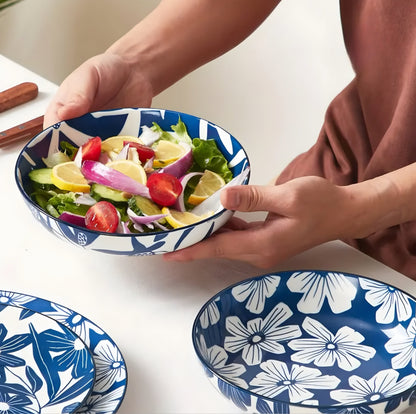 Blue Ceramic Bowl Set — 6 Pieces