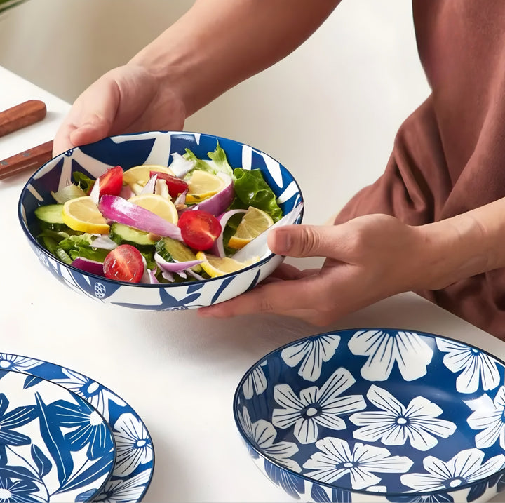 Blue Ceramic Bowl Set — 6 Pieces