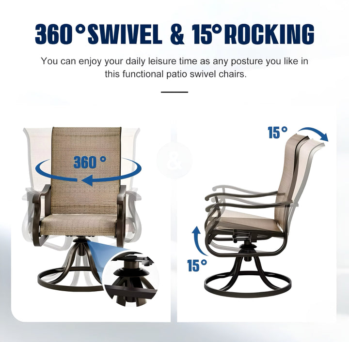 Outdoor Swivel & Rocking Chair Set — 4 Pieces