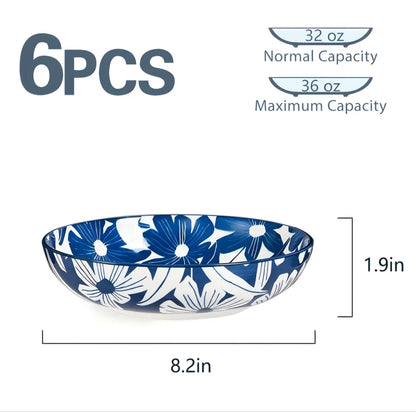 Blue Ceramic Bowl Set — 6 Pieces
