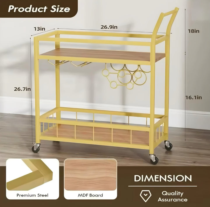 Gold-Tone Two-Tier Serving Cart