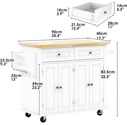 Kitchen Cart with Double-Door Cabinet