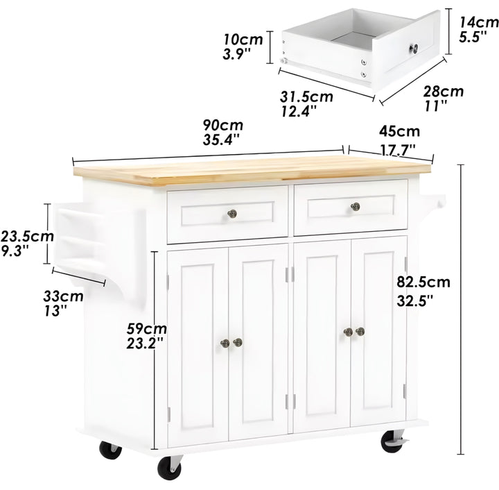 Kitchen Cart with Double-Door Cabinet