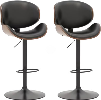 Wood-Back Swivel Bar Stool Set — 4 Pieces