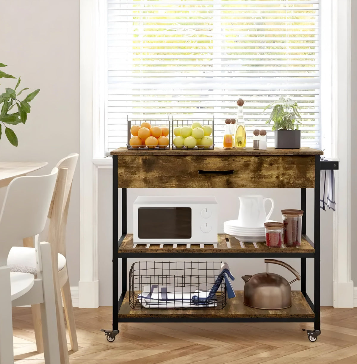 Kitchen Cart with Drawers & Basket
