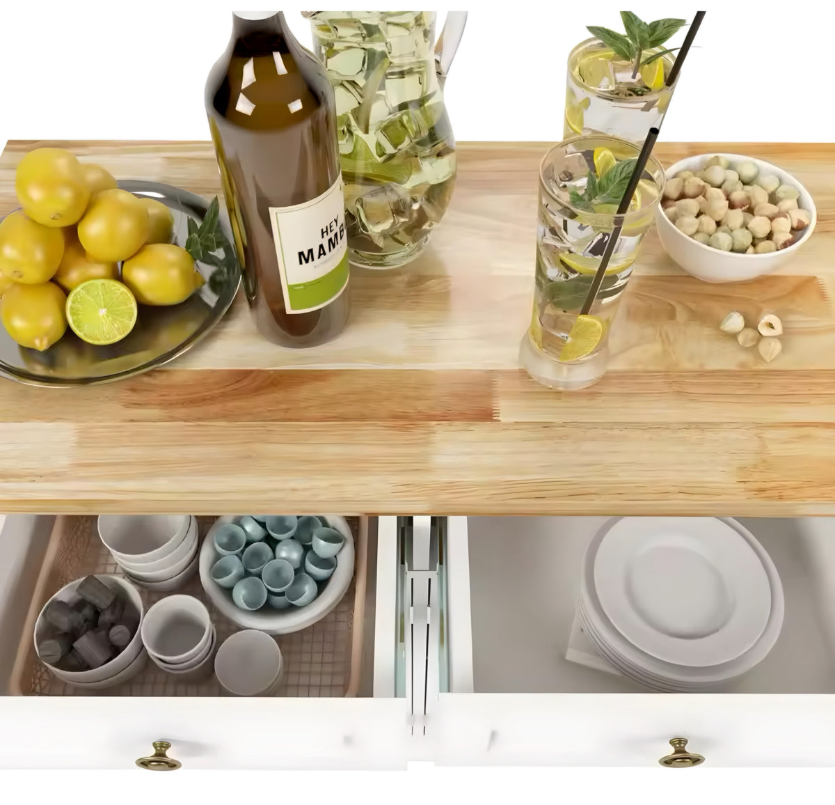 Kitchen Cart with Double-Door Cabinet