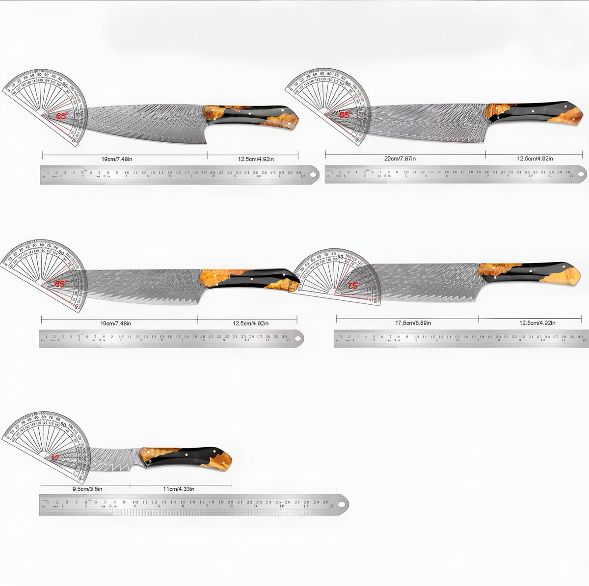 Handcrafted Damascus Knife Set — 5 Pieces