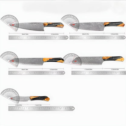 Handcrafted Damascus Knife Set — 5 Pieces