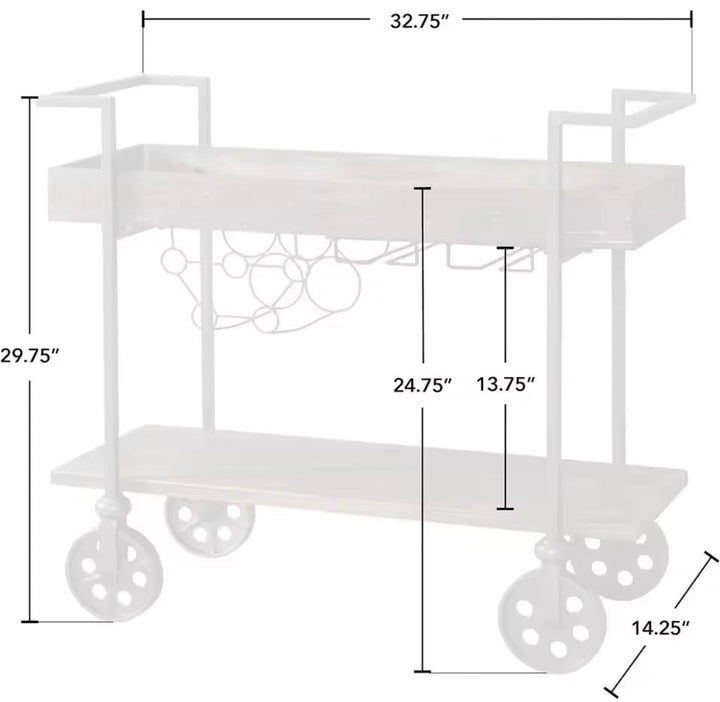 Two-Tier Bar Cart with Stemware Rack