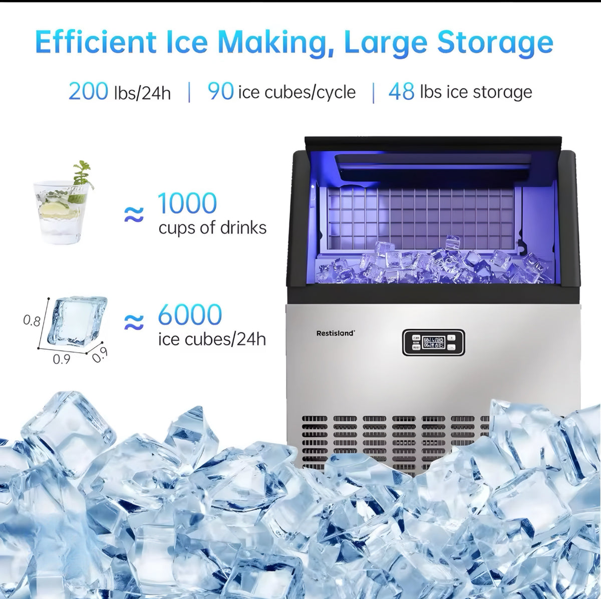 Ice Maker with Sloped Viewing Window