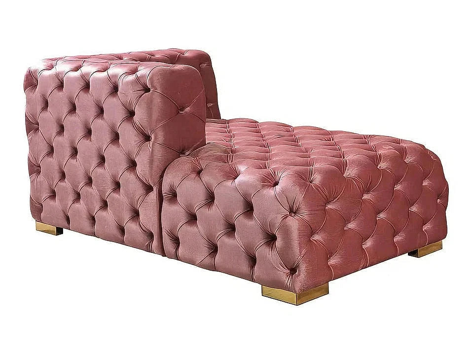 Madelene pink velvet sectional, individual chaise section