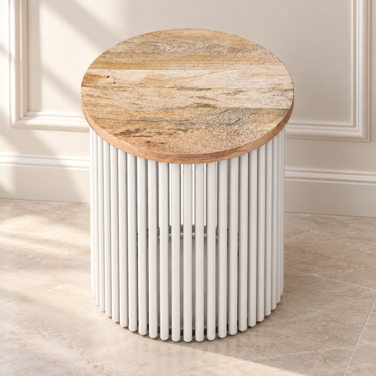 Demy Natural and White Wood Accent Table — main product image