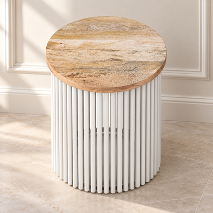 Demy Natural and White Wood Accent Table — main product image