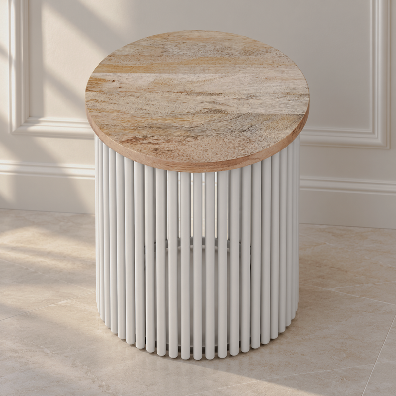 Demy Natural and White Wood Accent Table — main product image